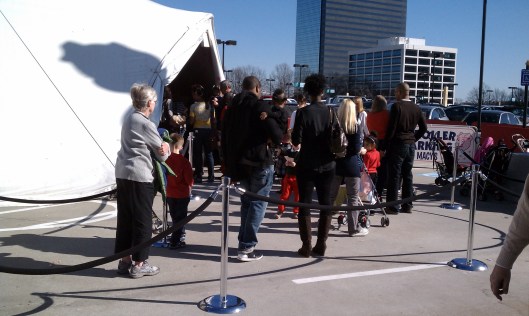 Families line up to ride The Pink Pig