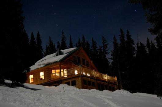 Sangree's Hut in moonlight, 10th Mountain Hut Division