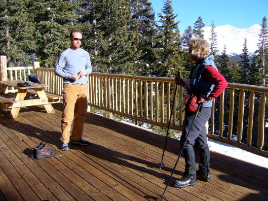 On the deck of Sangree's Hut, 10th Mountain Division Hut Association