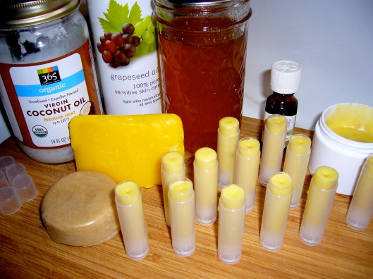 Ingredients for homemade peppermint lip balm