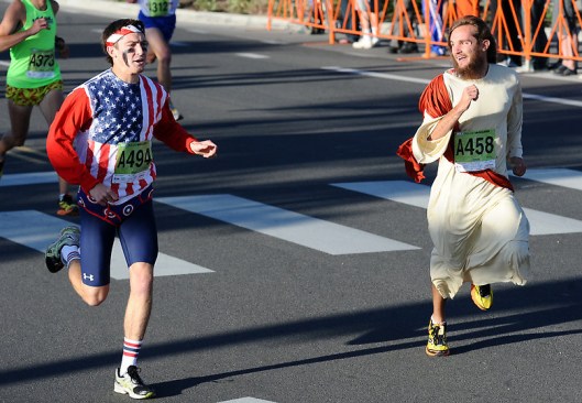 Jesus running the 2012 Bolder Boulder